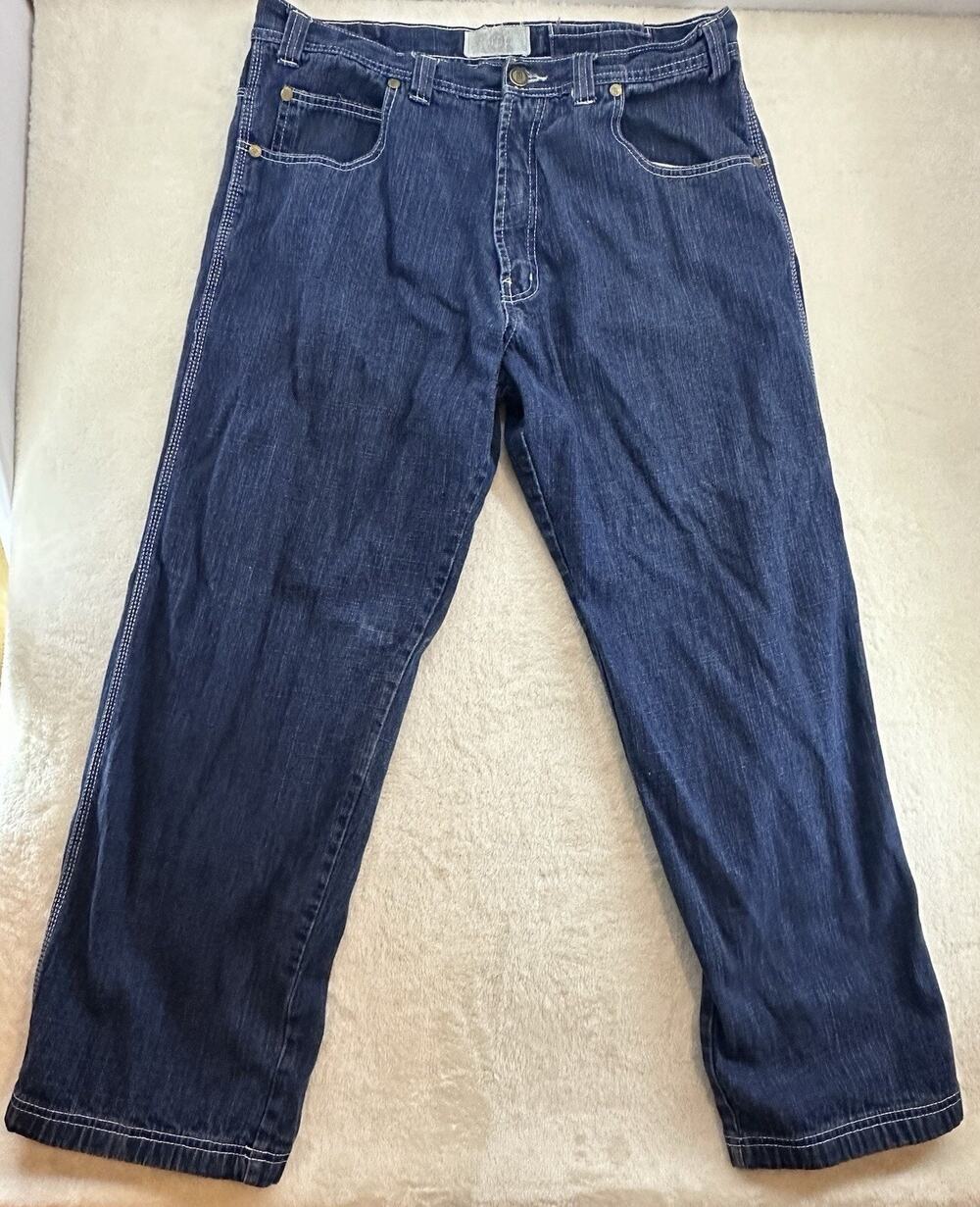 Men's RK Brand Y2K Style Baggy Blue Denim Jeans Size 40x32